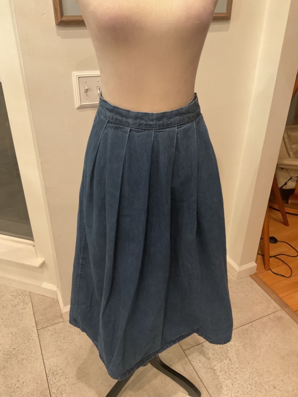 Calvin Klein Denim Pleated Maxi Skirt